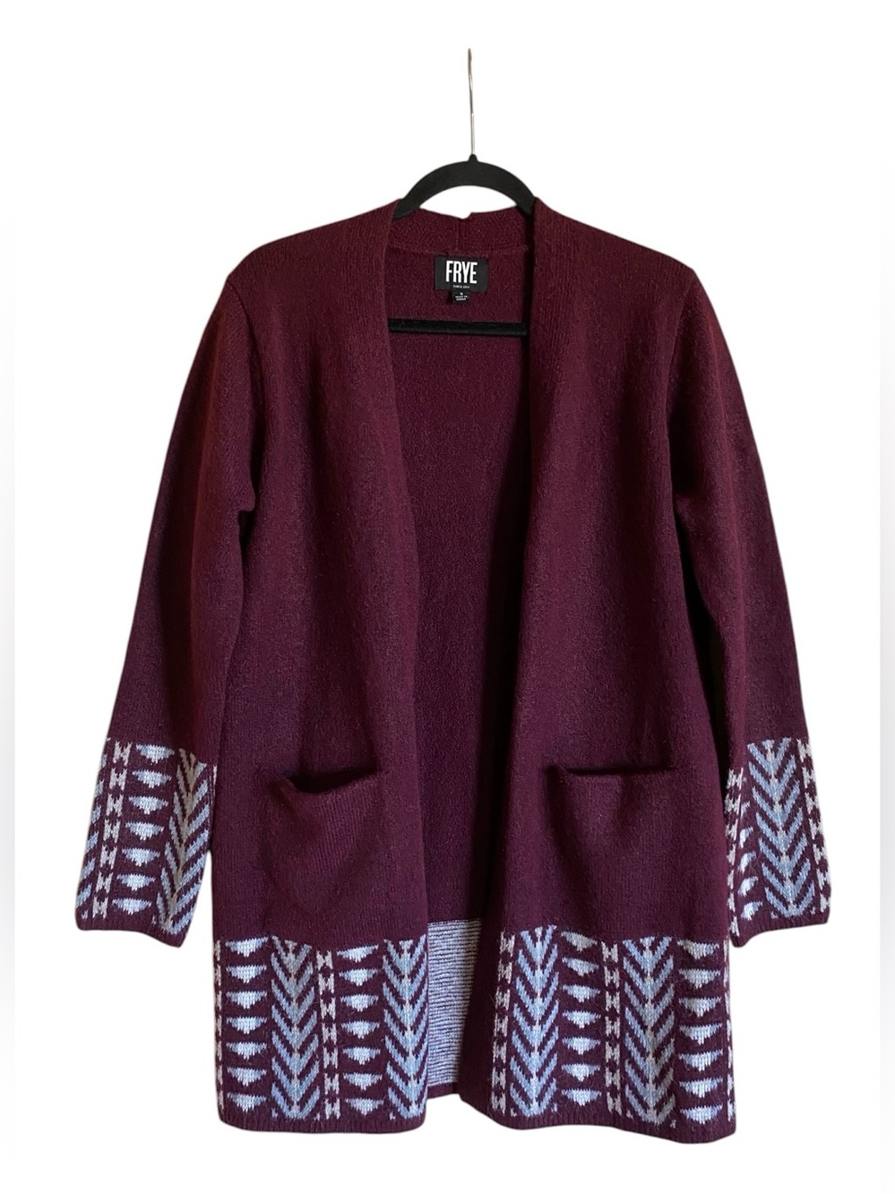 Women’s FRYE Open Front Cardigan Sweater wirh Pockets Size Small